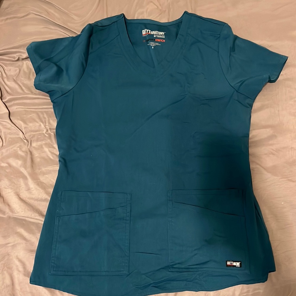 Greys Anatomy Caribbean Blue Scrub Top